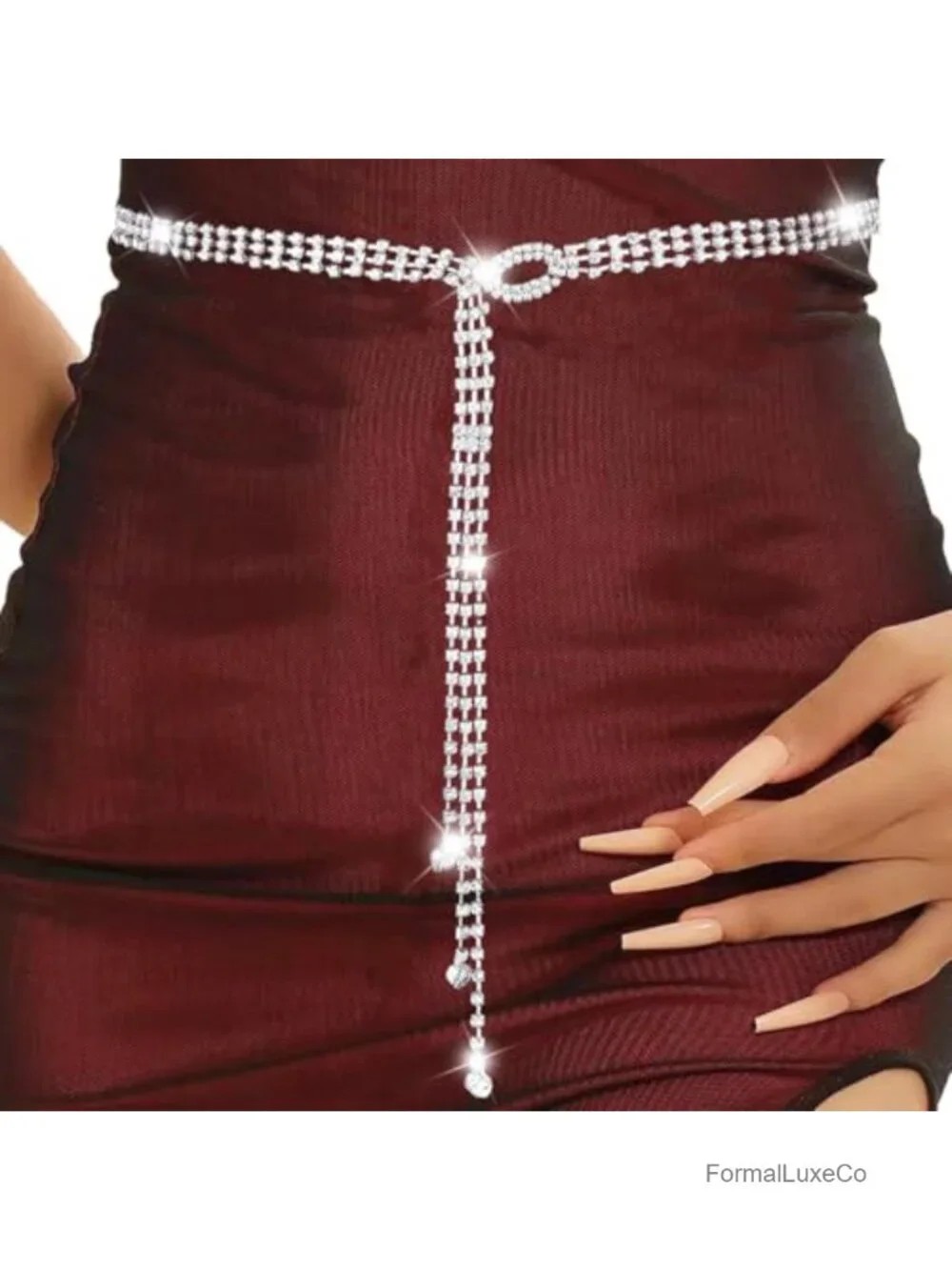 Rhinestone Chain Waist Belt for Dresses Adjustable Sparkle